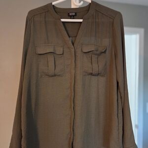 a.n.a Khaki Long Sleeve Blouse